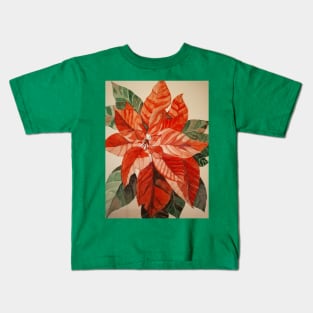 Poinsettia flower watercolour painting Kids T-Shirt